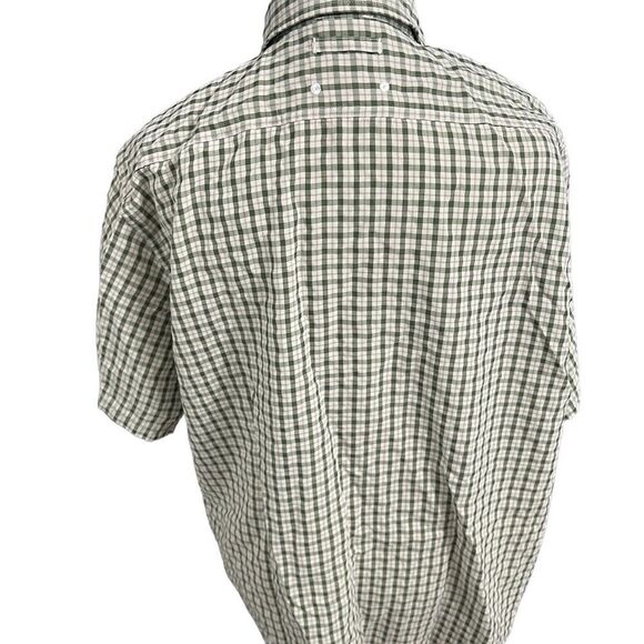 North Face green and white check large men casual, short sleeve button-down - Picture 5 of 11